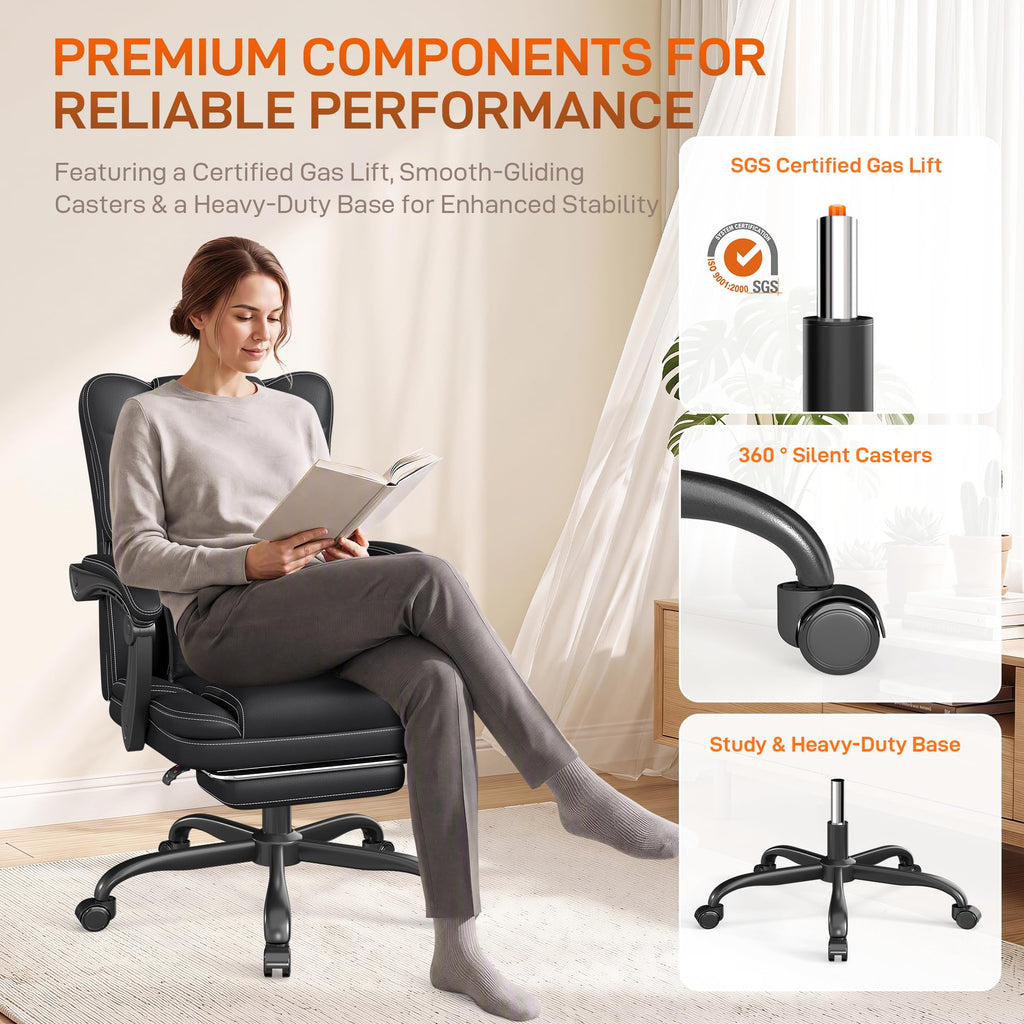Black Ergonomic Office Chair with Foot Rest Z570