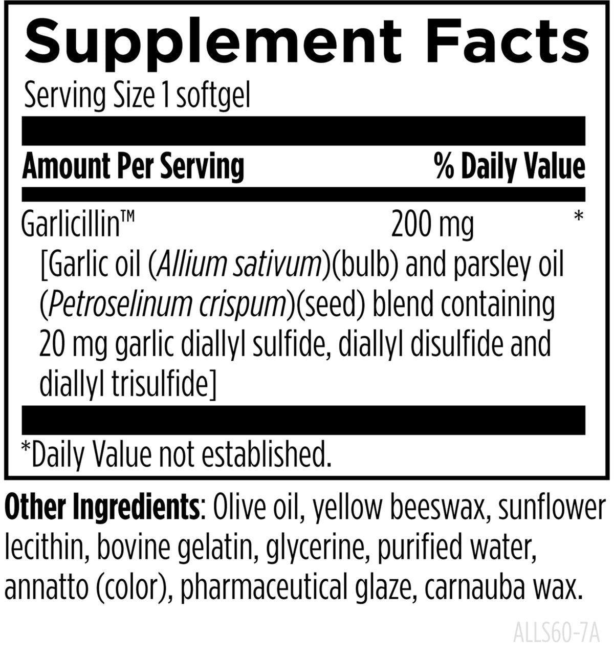 Allicin Supplement 60 Softgels R2021