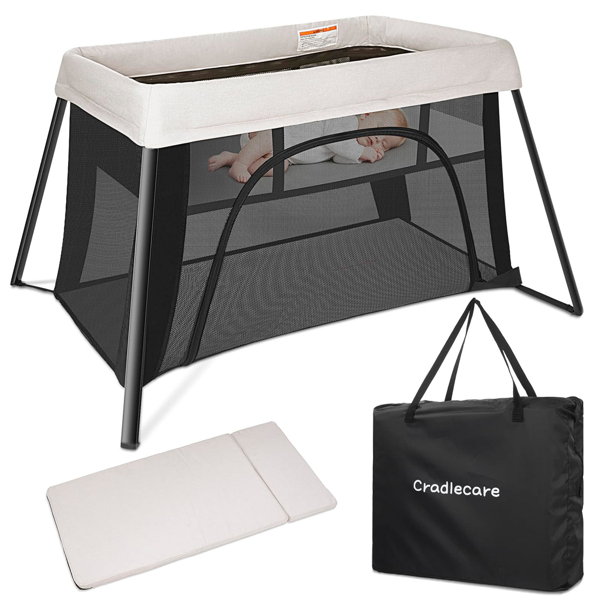 Beige Portable Travel Bassinet H8587