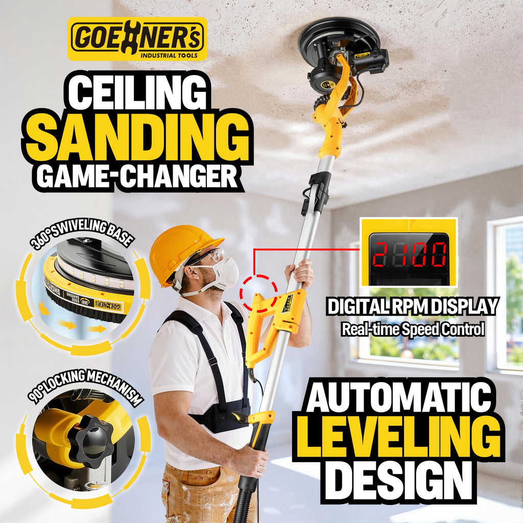 950W Electric Drywall Sander with Vacuum Dust Collector B942759