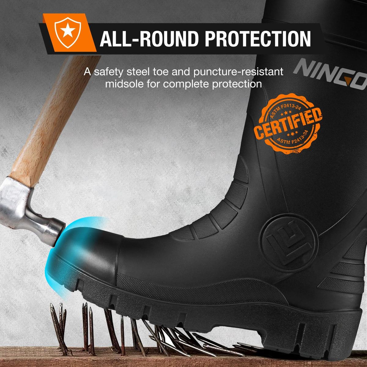 Men's Steel Toe Waterproof Rubber Boots H886663