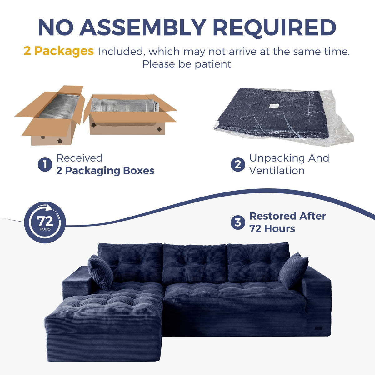 104-Inch L-Shaped Couch with Ottoman L4090