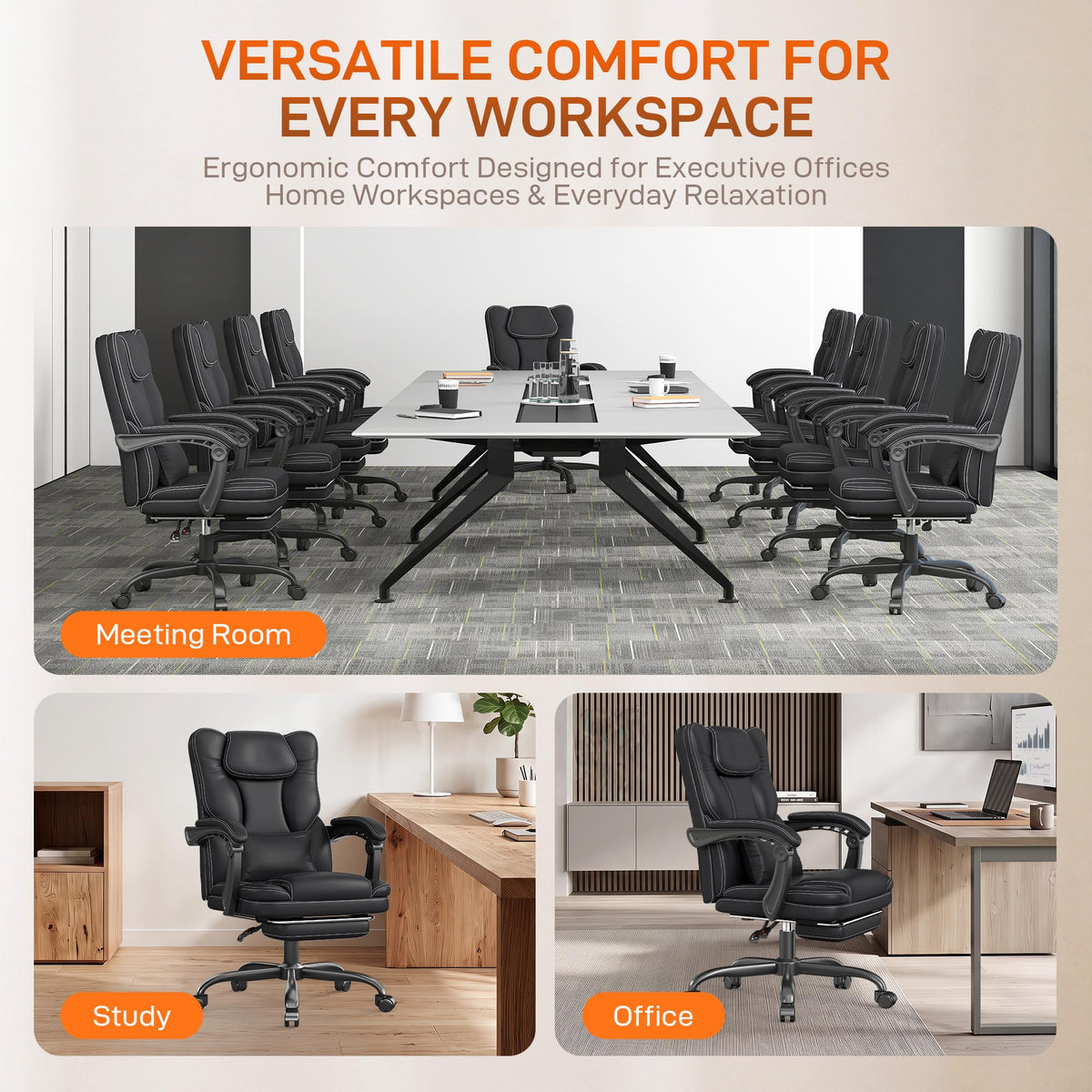 Black Ergonomic Office Chair with Foot Rest Z570