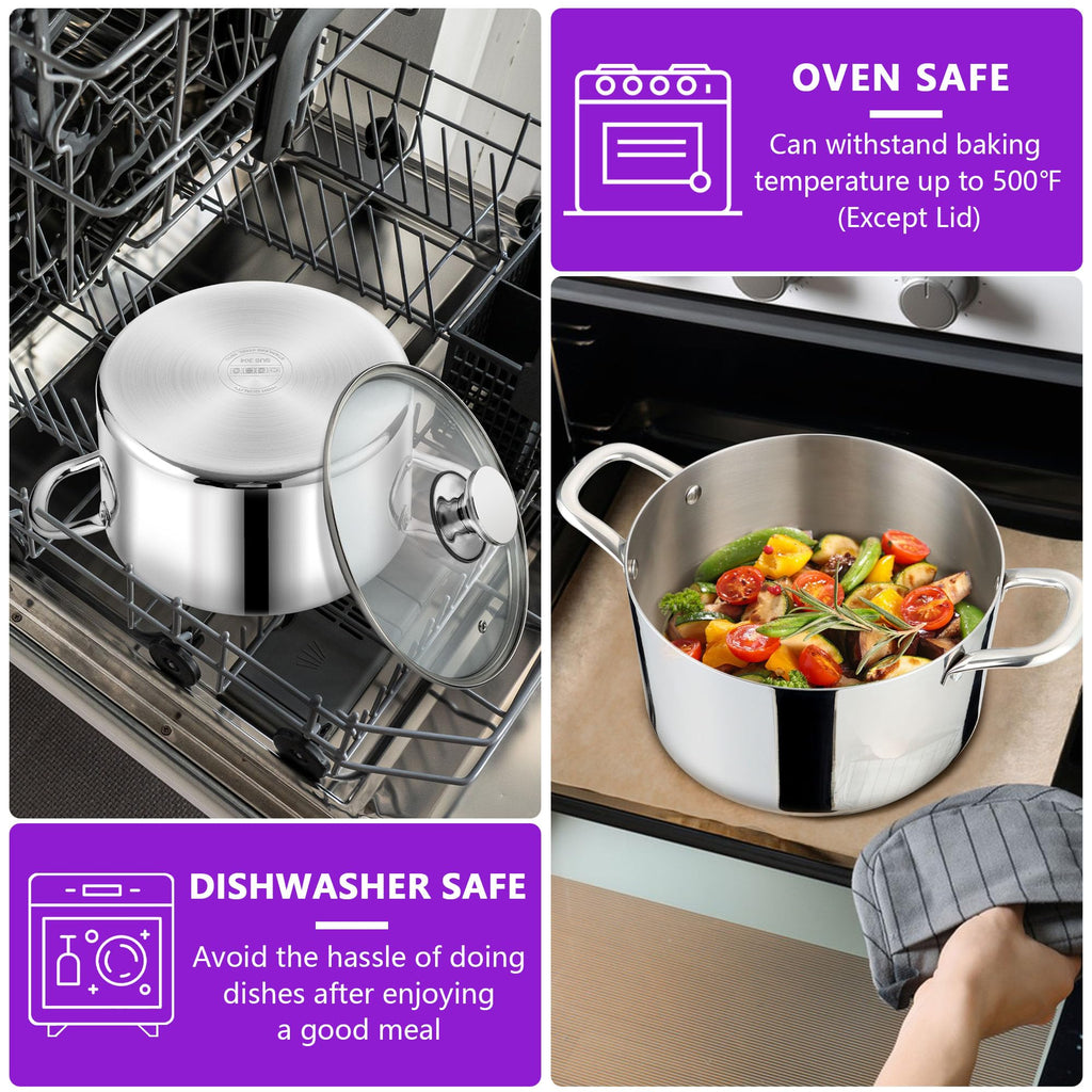 5 Quart Tri-Ply Stainless Steel Stock Pot with Lid T26515