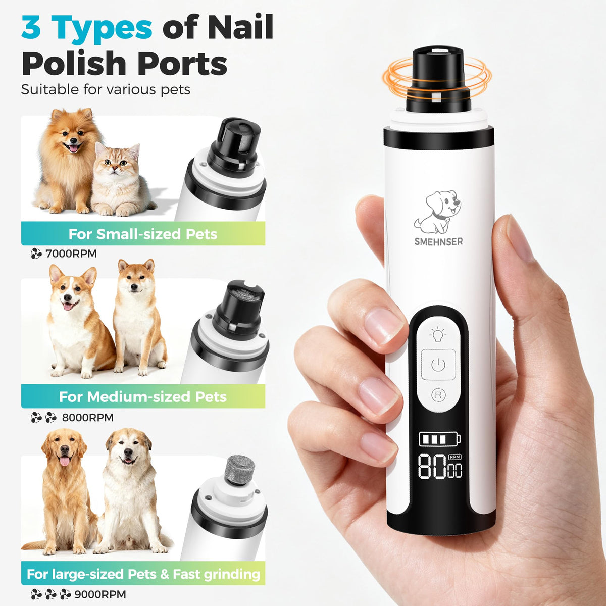 Silent Cordless Dog Nail Grinder A29543