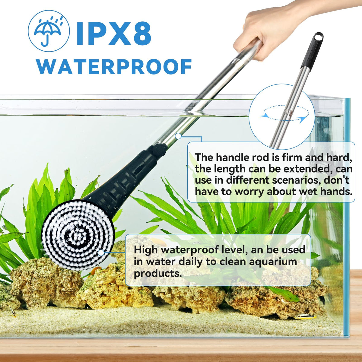 Electric Aquarium Cleaning Brushes with 6 Replaceable Brush Heads M1061