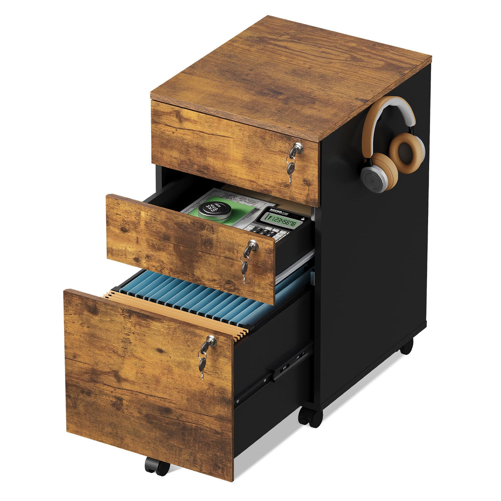 3 Drawer Wood File Cabinet with Locks M7262
