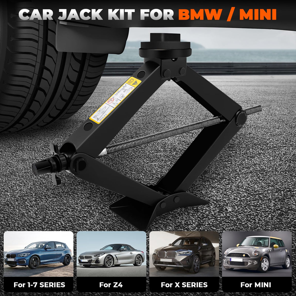 3-Ton Scissor Jack Kit with Rubber Jack Pads L34610