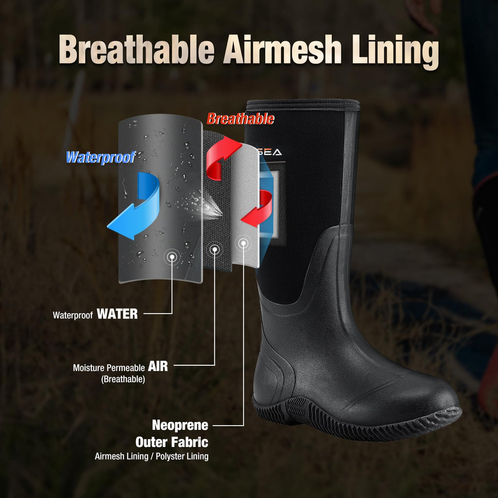 Women's Waterproof Insulated Neoprene Rubber Rain Boots Y124