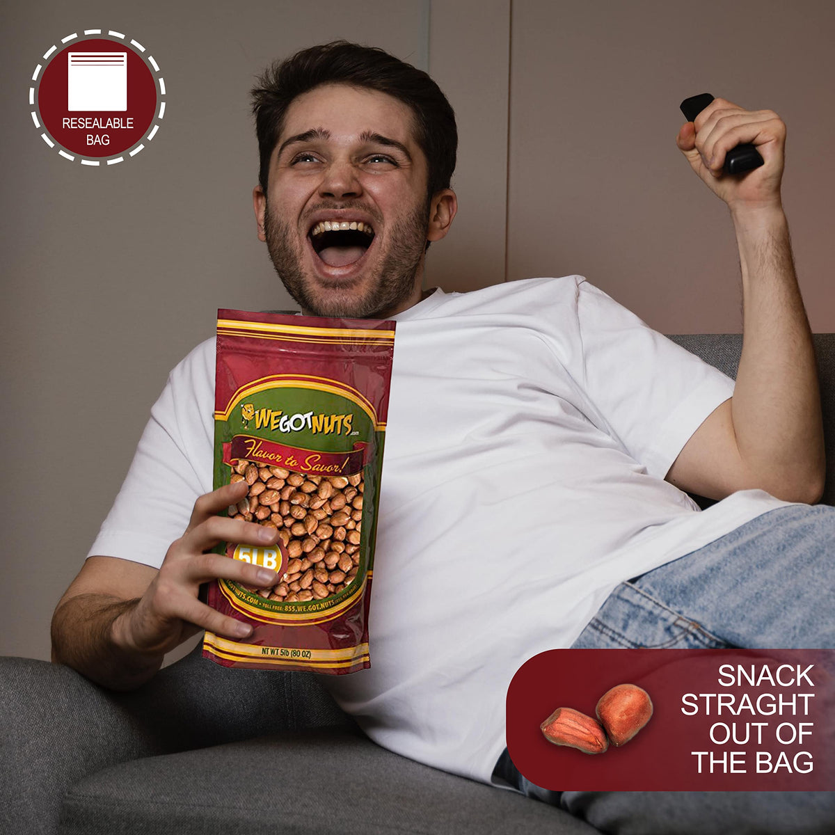 Red Skin Peanuts Unsalted 5LB Bag N56967