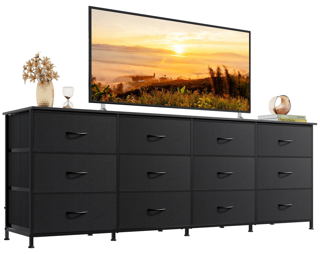 Black 12 Drawer Dresser TV Stand W592