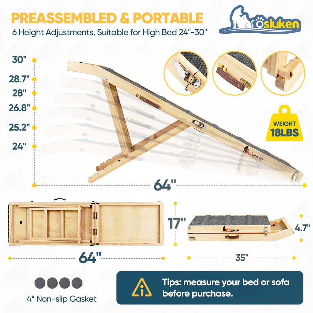 Foldable Dog Ramp with Platform 6 Adjustable Heights Z57624