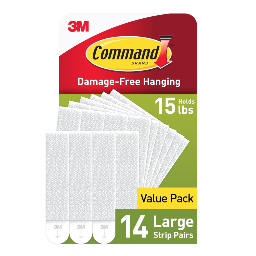 15 lb Large Picture Hanging Strips 14 Pairs White Adhesive Y892