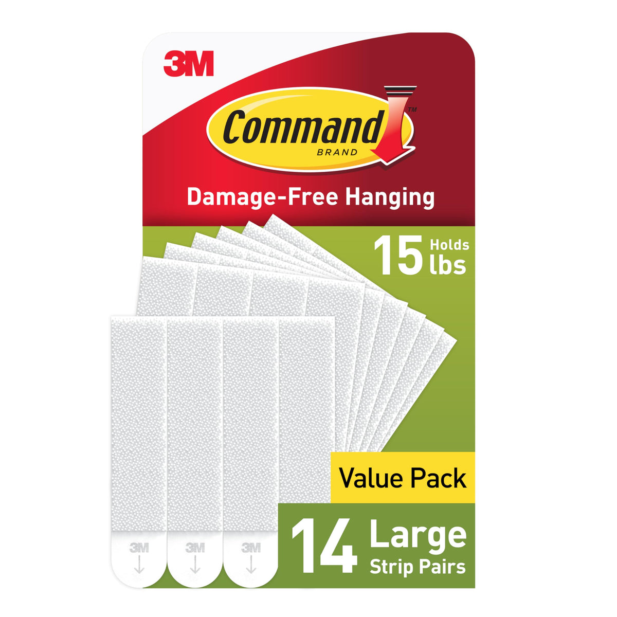 15 lb Large Picture Hanging Strips 14 Pairs White Adhesive Y892