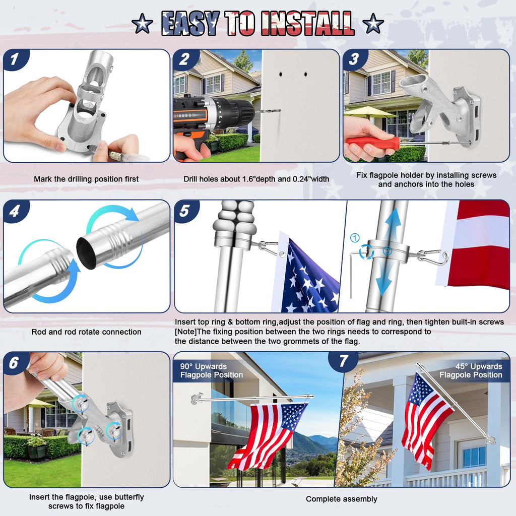 6 FT Stainless Steel Spinning Flag Pole S338071