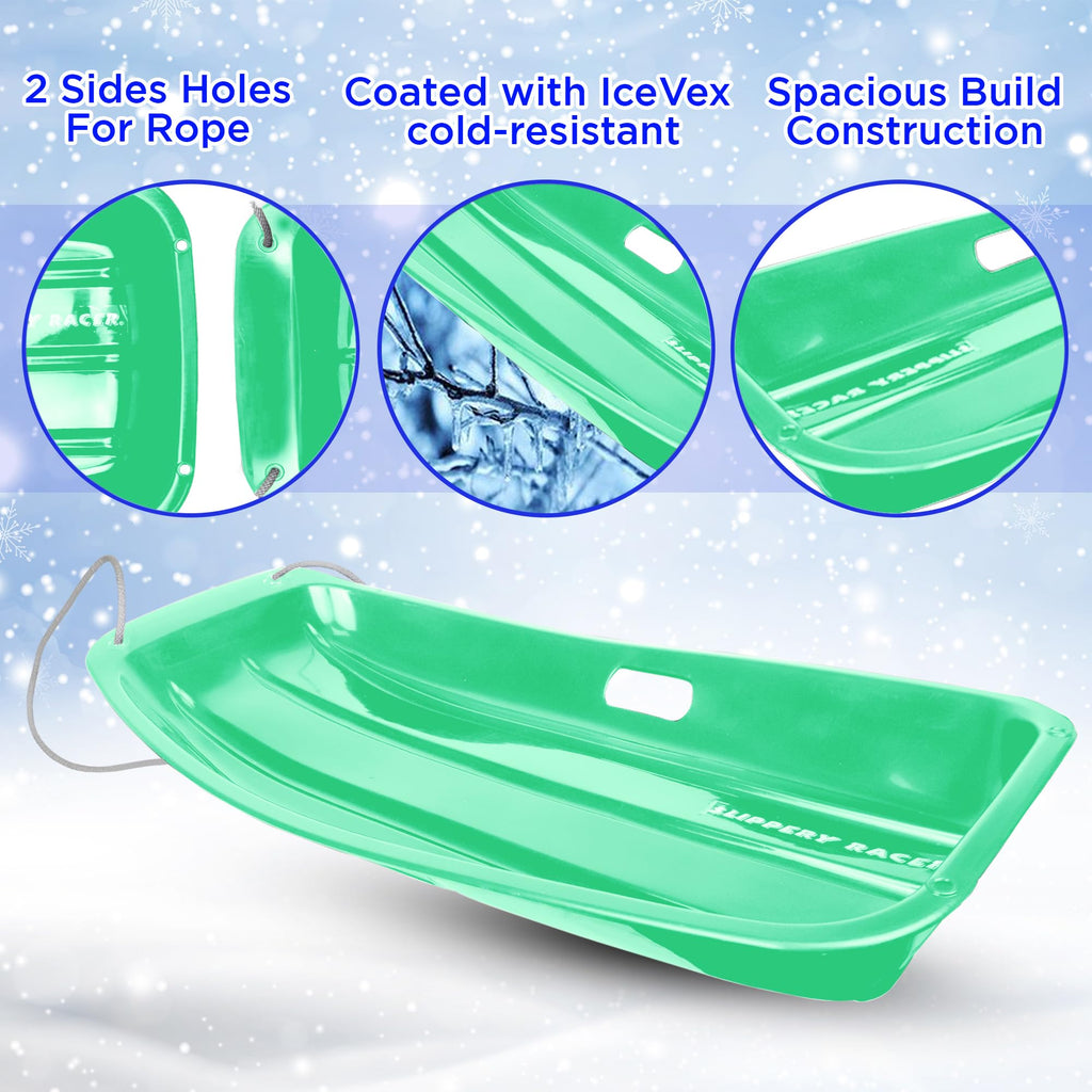 Kids Plastic Snow Sled with Pull Rope and Handles L9059
