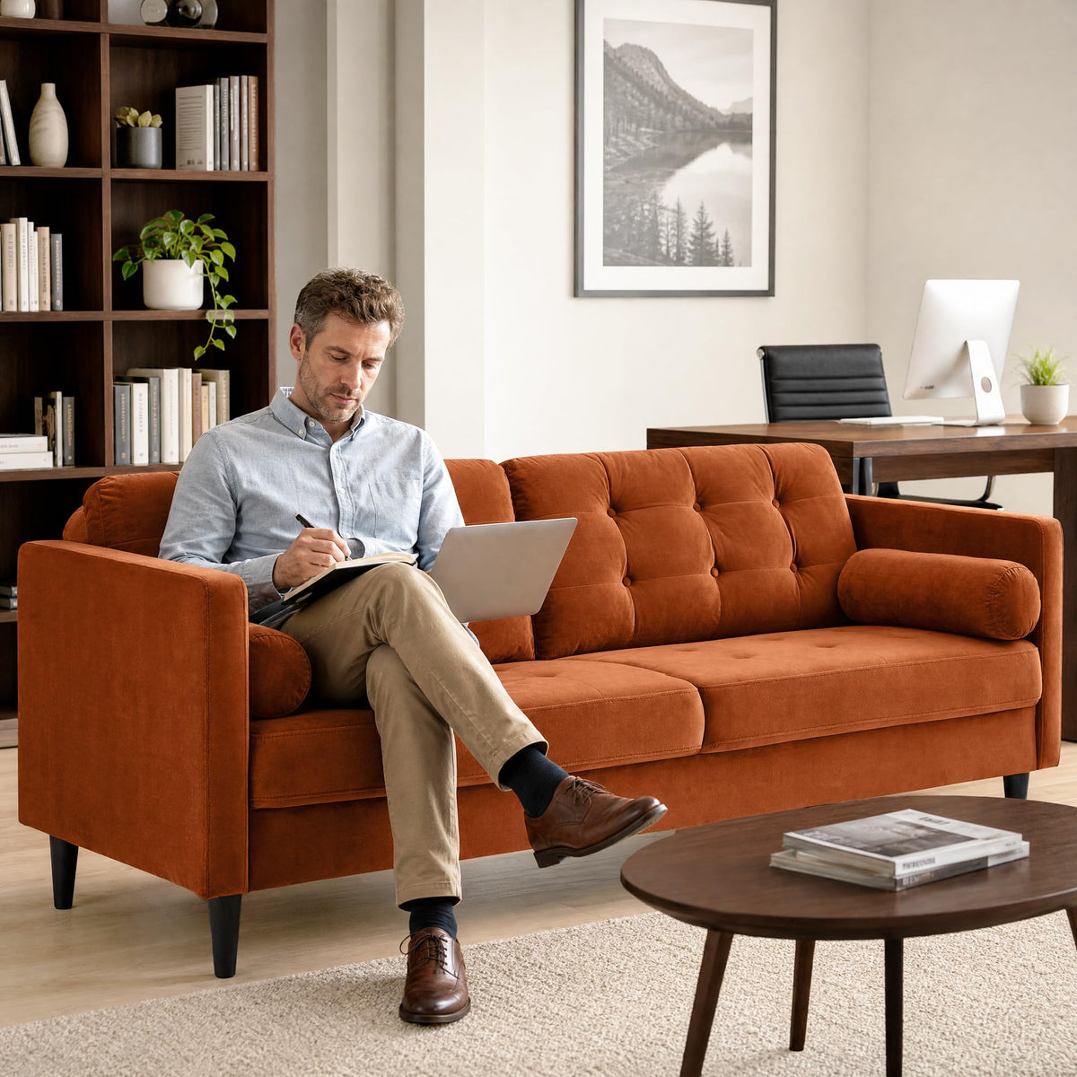 80" Velvet Sofa with Solid Wood Legs D711330