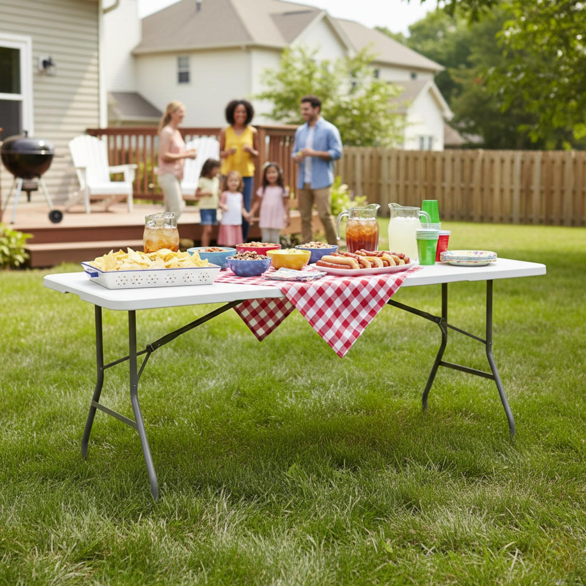 6FT White Folding Table with Carry Handle G723853