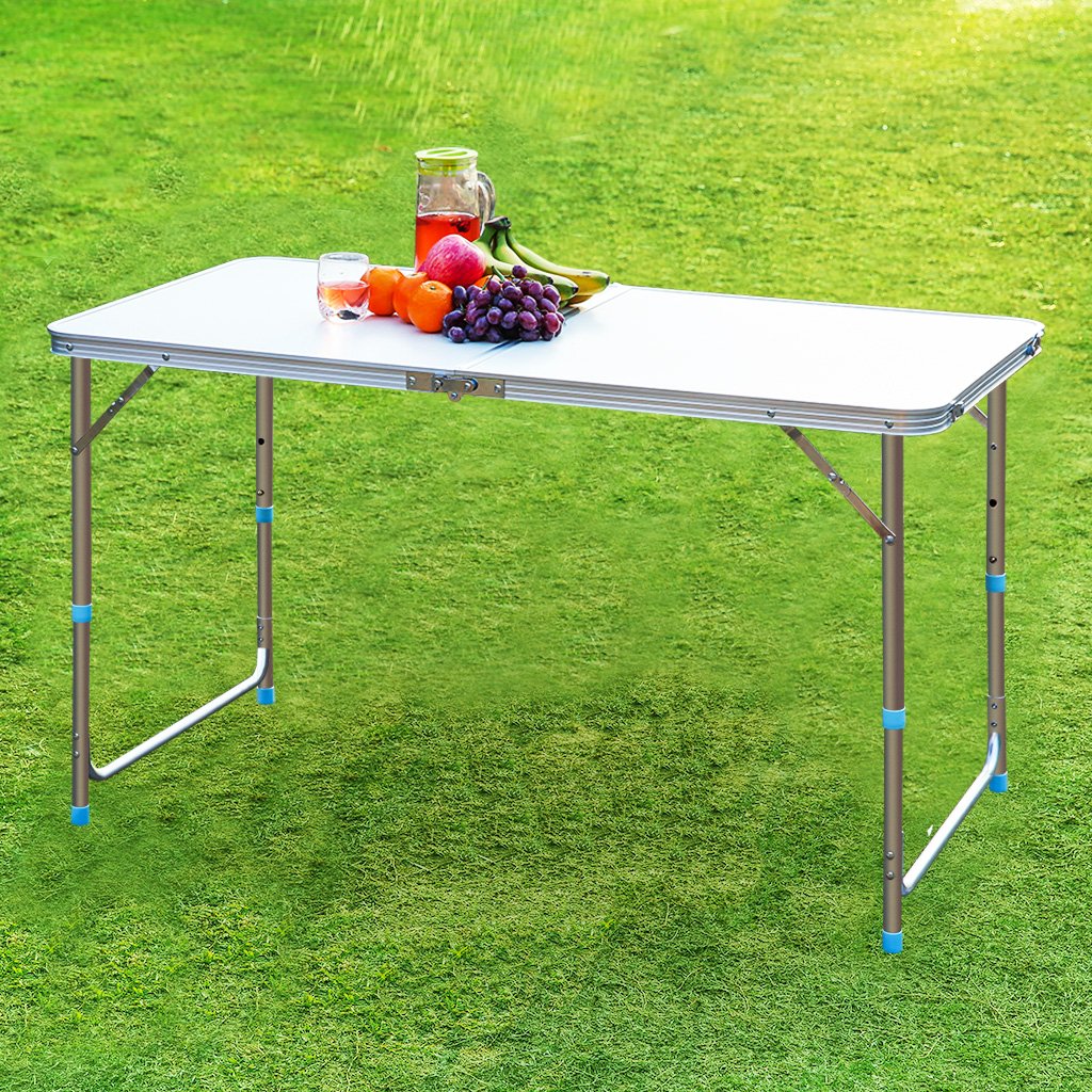 Portable Folding Table White 4 Adjustable Heights W44868