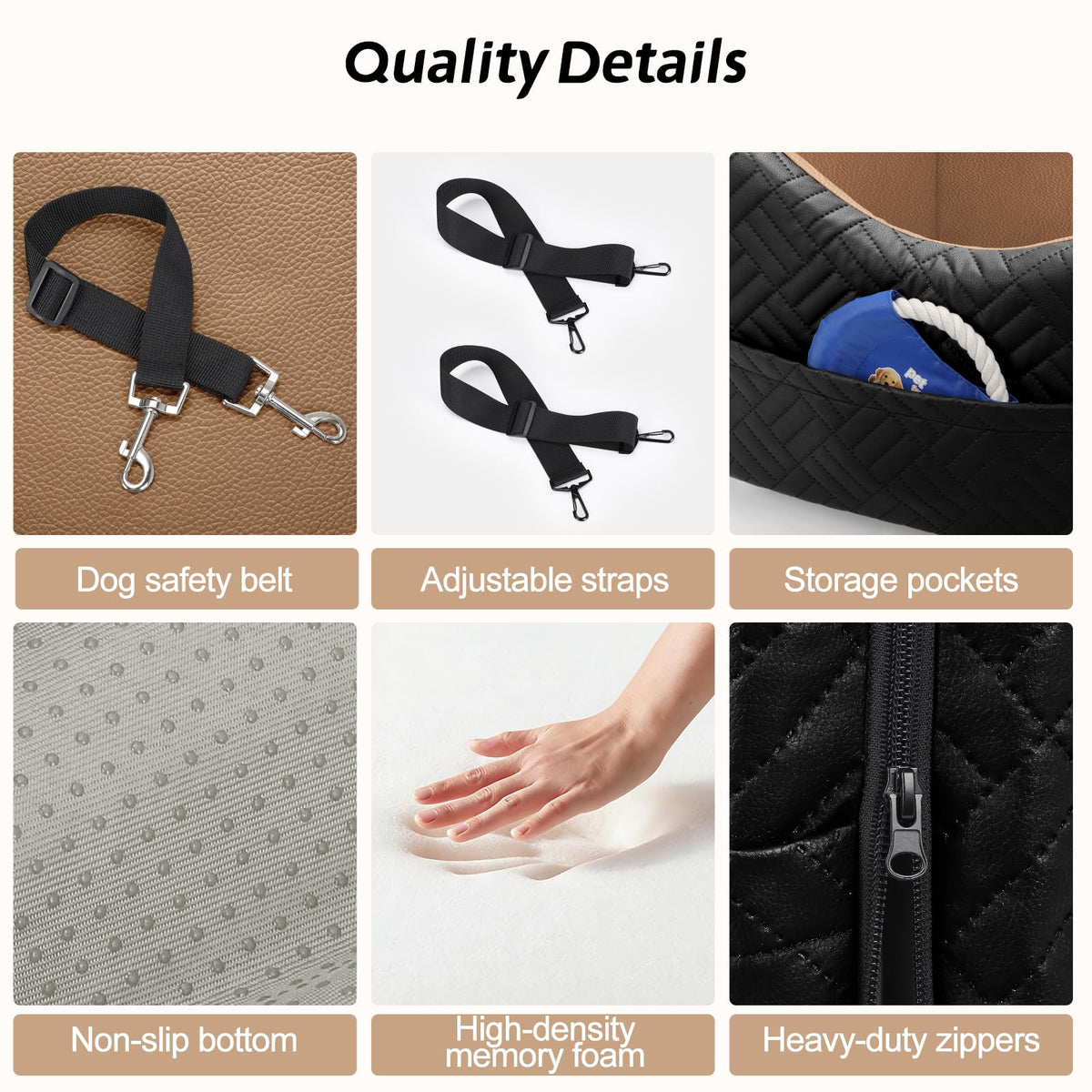 Waterproof PU Leather Dog Car Seat with Safety Belt A516