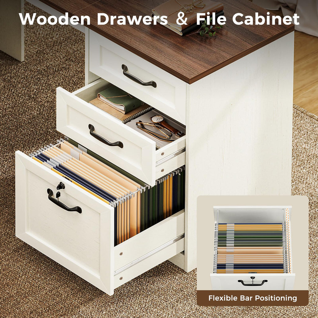 68 Inch L Shaped Executive Desk with Drawers N912899
