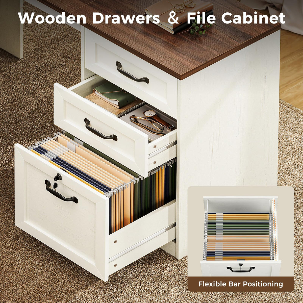 68 Inch L Shaped Executive Desk with Drawers N912899