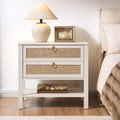 White Rattan Nightstand with 2 Drawers W928