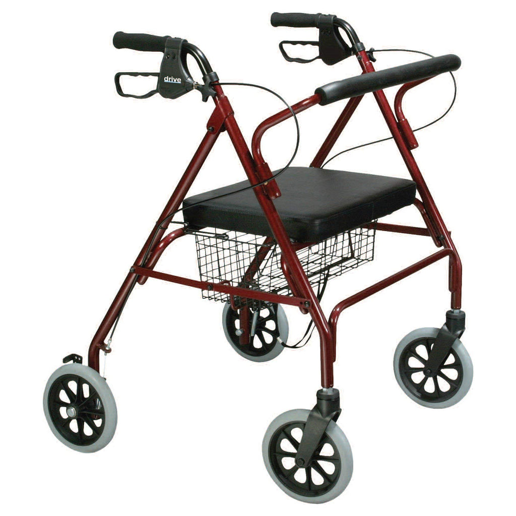 Foldable Bariatric Rollator Walker with Seat, Red O132