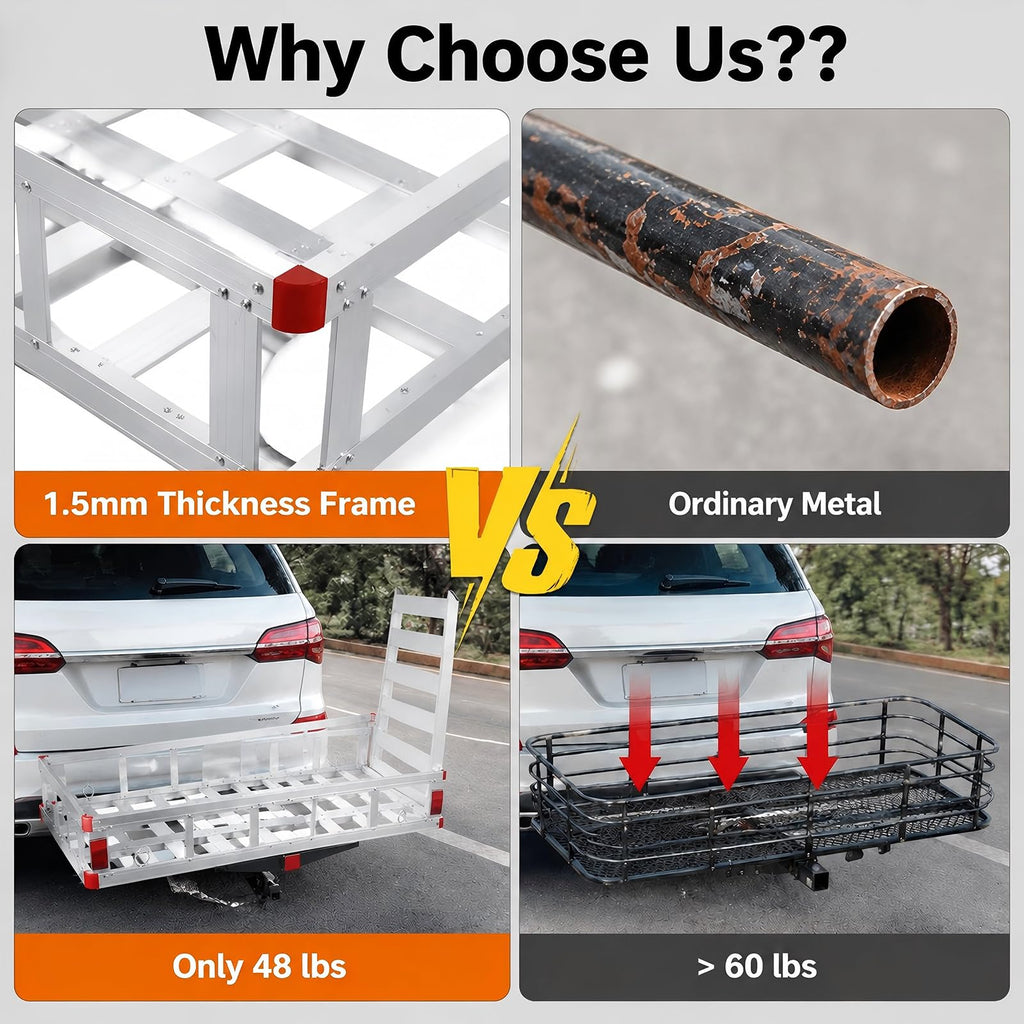 Aluminum Hitch Cargo Carrier with 27.5 in Folding Ramp Q61074