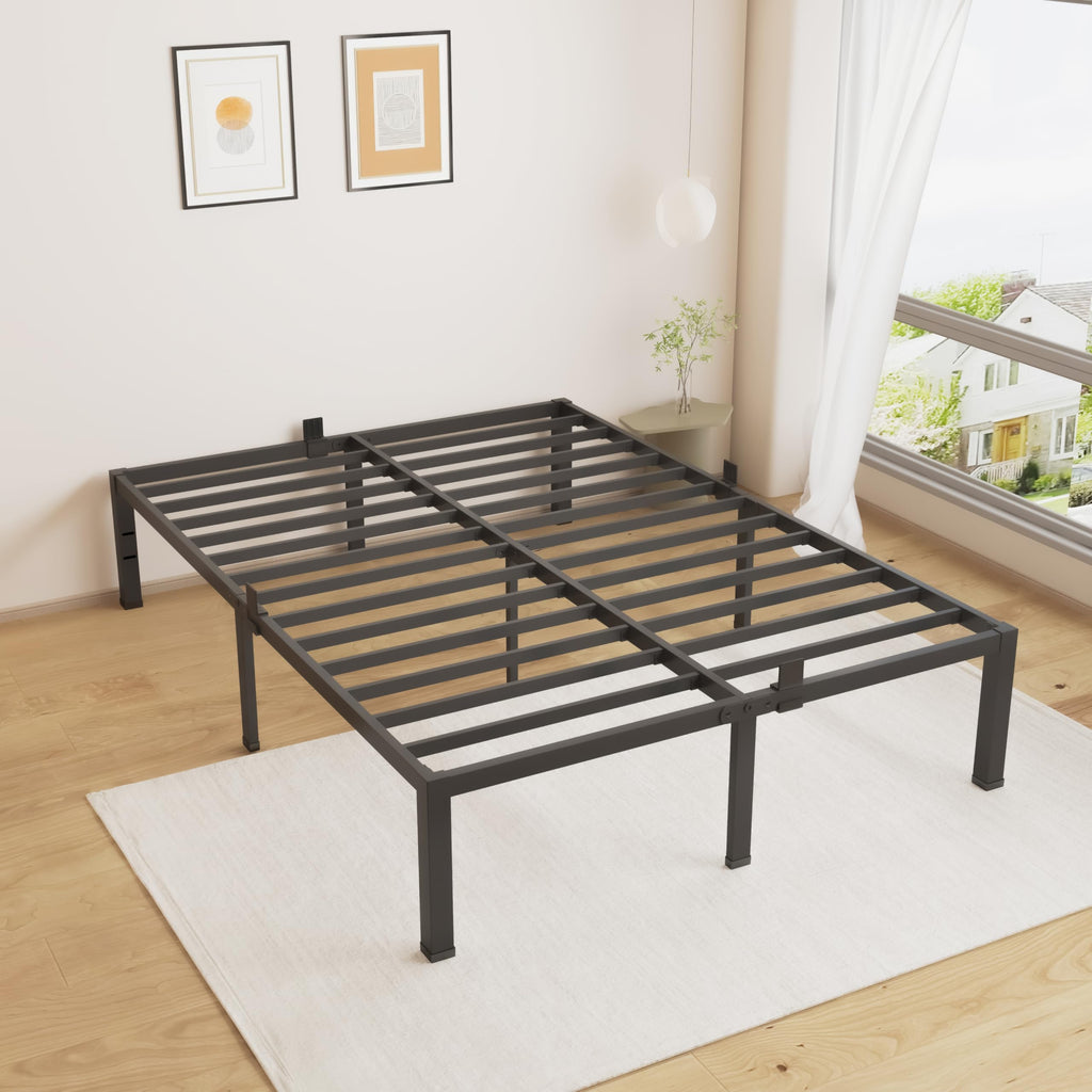 18 Inch King Size Black Metal Bed Frame O7719