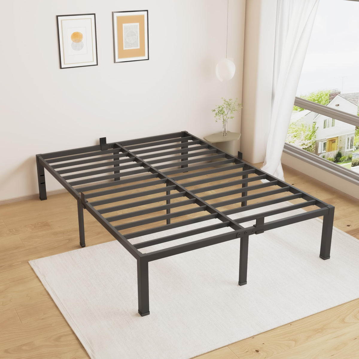 18 Inch King Size Black Metal Bed Frame O7719