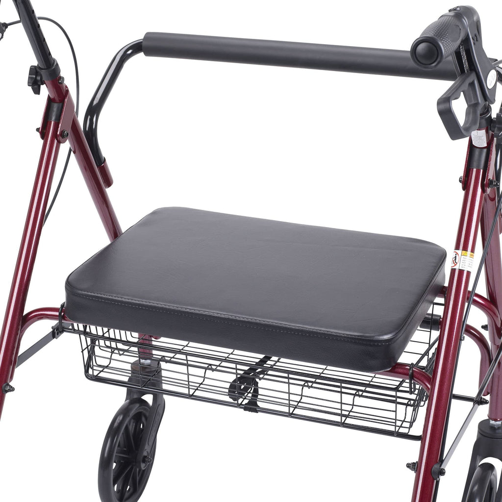 Foldable Bariatric Rollator Walker with Seat, Red O132