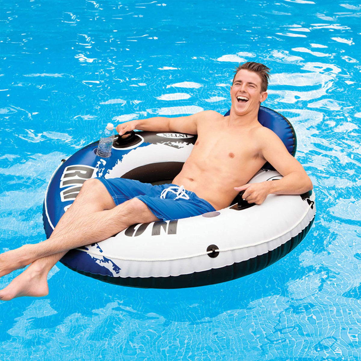 Inflatable Floating Lounge with Built-in Cup Holders O1687