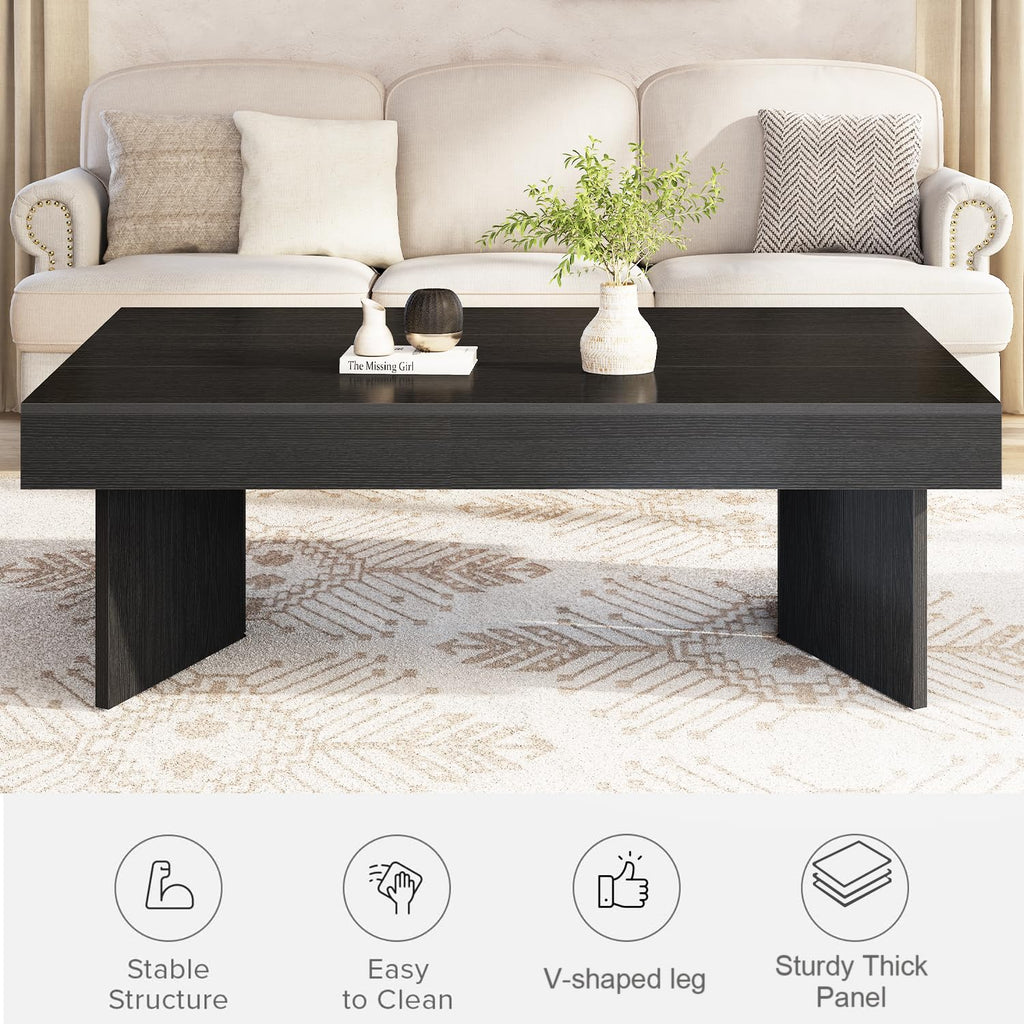 47" Black Wood Rectangle Coffee Table K771843