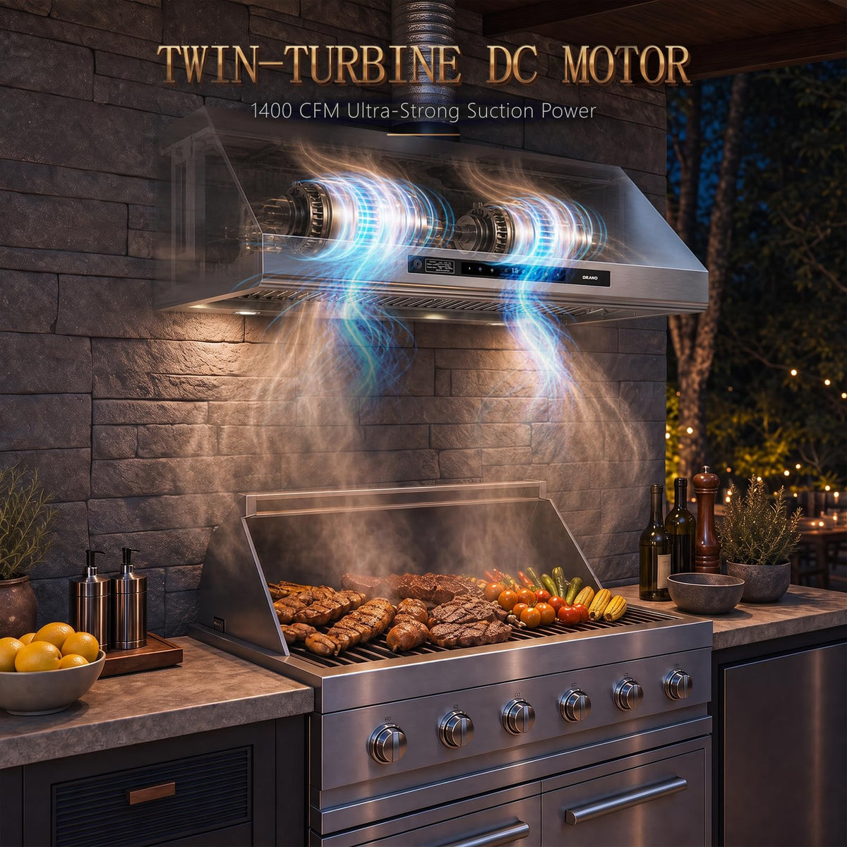 48 Inch Outdoor Range Hood with 4-Speed Fan and LED Lights R6309