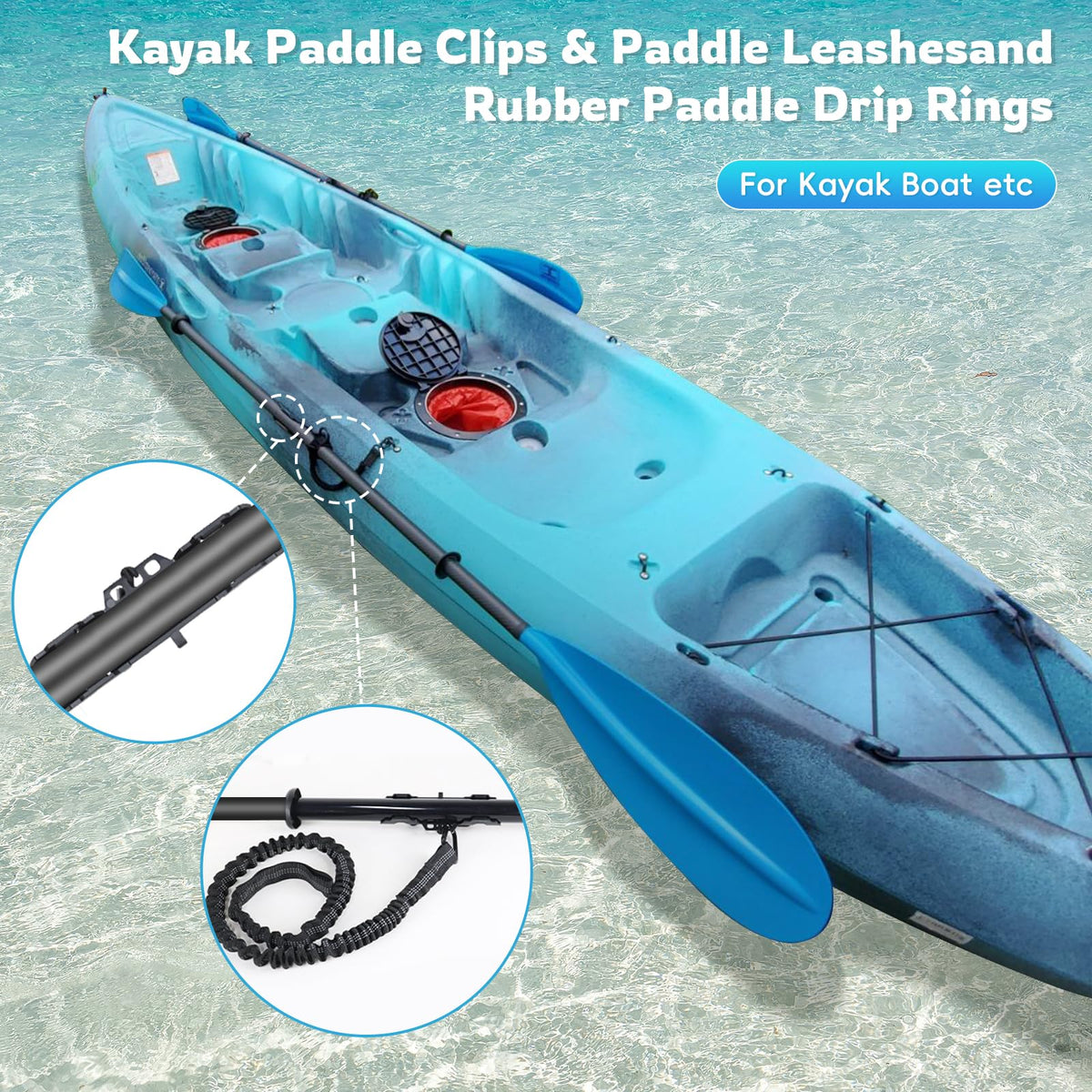 2PCS Kayak Paddle Holder with Leashes & Locking Kits R7152
