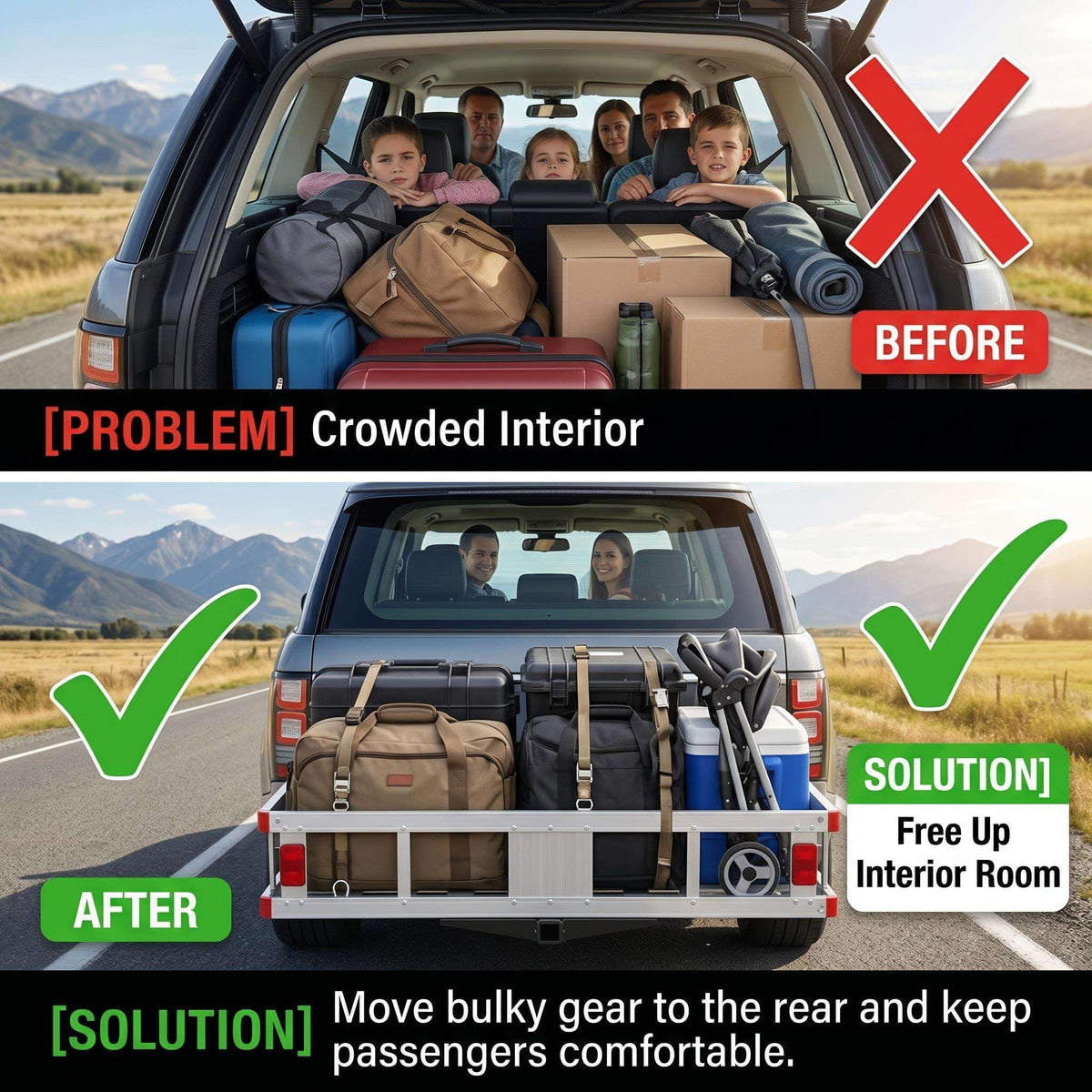 Aluminum Hitch Cargo Carrier with 27.5 in Folding Ramp Q61074