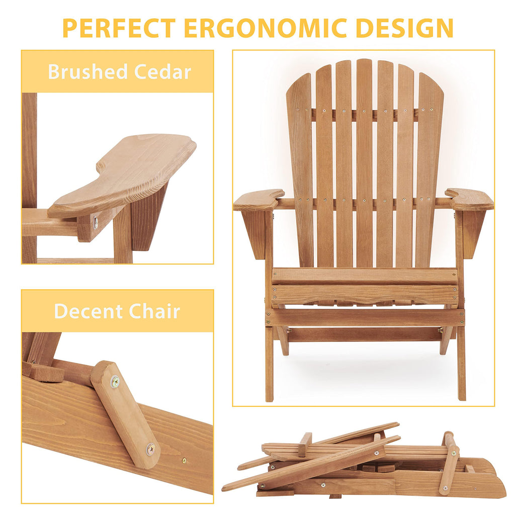 Adirondack Chair Set of 2 Wooden Folding Outdoor Chair O25754