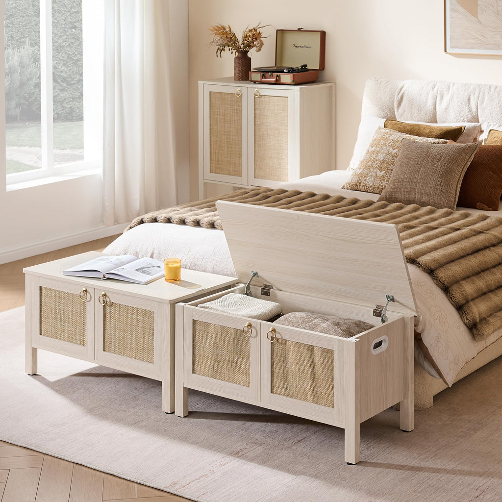 Rattan Storage Bench with 2 Safety Hinges N971428