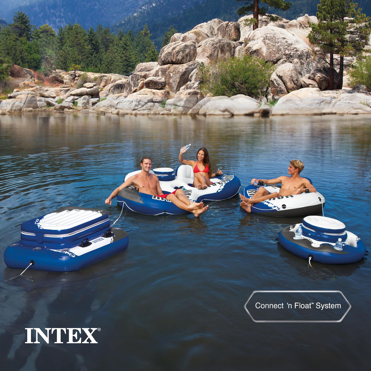 Inflatable Floating Lounge with Built-in Cup Holders O1687