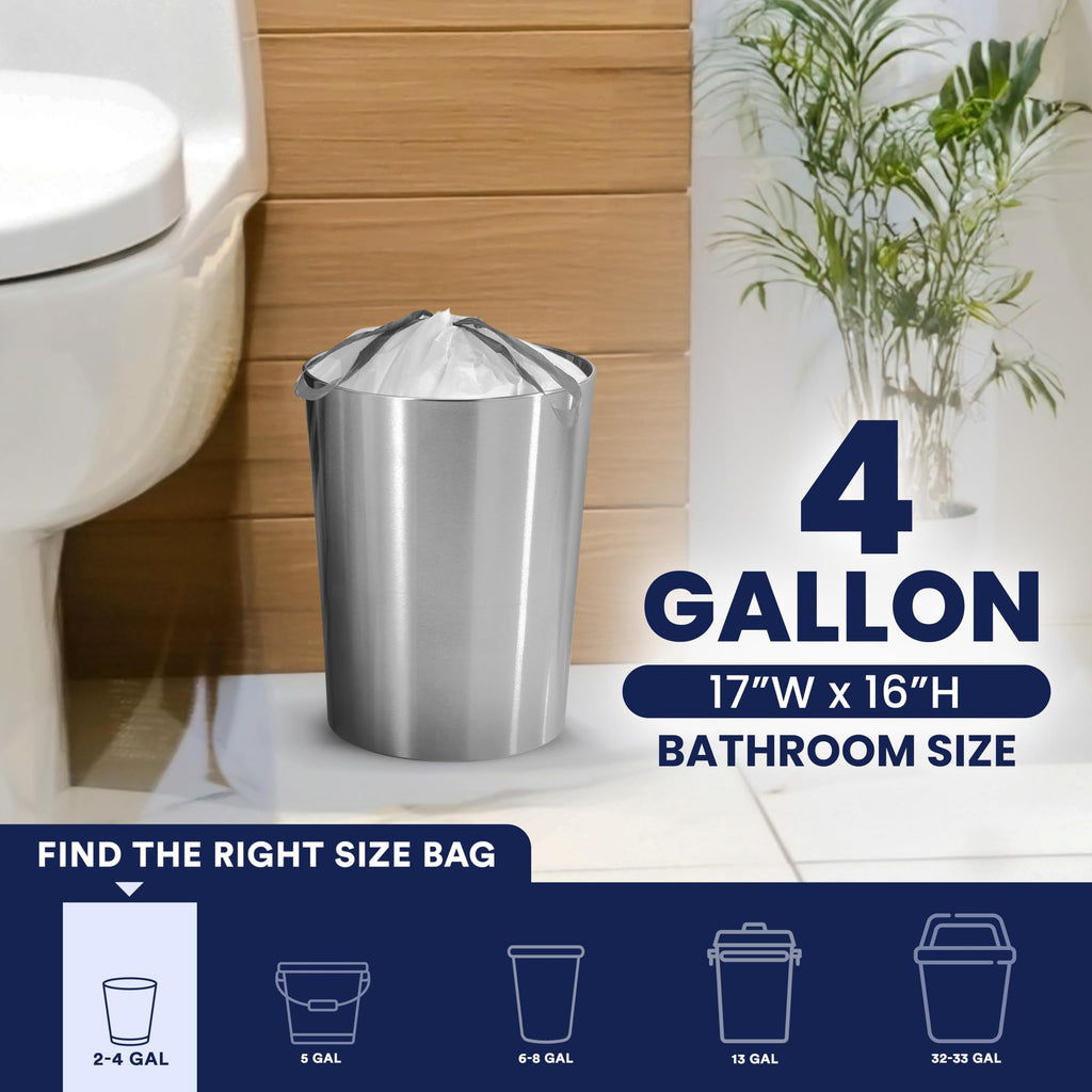 4 Gallon White Drawstring Trash Bags, 200 Count W5313
