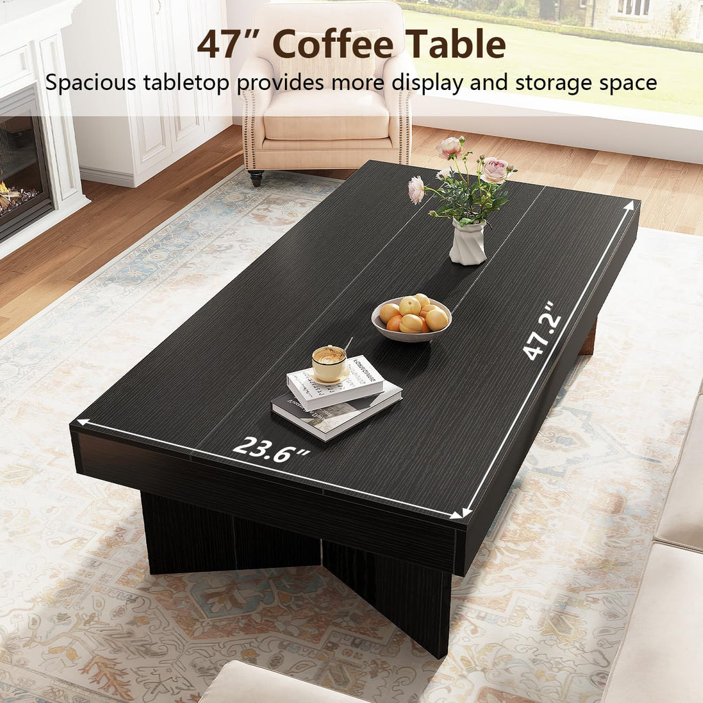 47" Black Wood Rectangle Coffee Table K771843