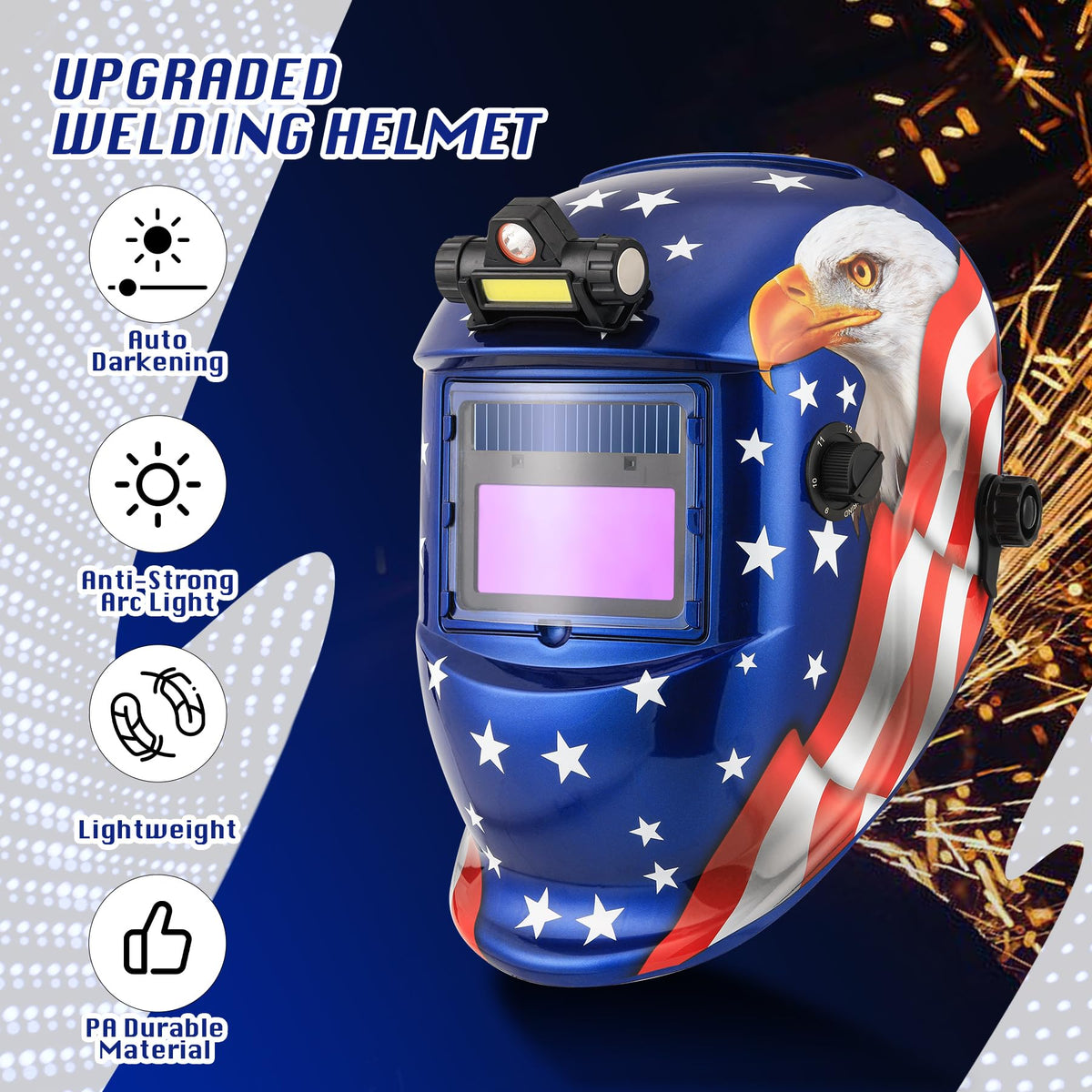 Auto Darkening Welding Helmet with LED Light W9019
