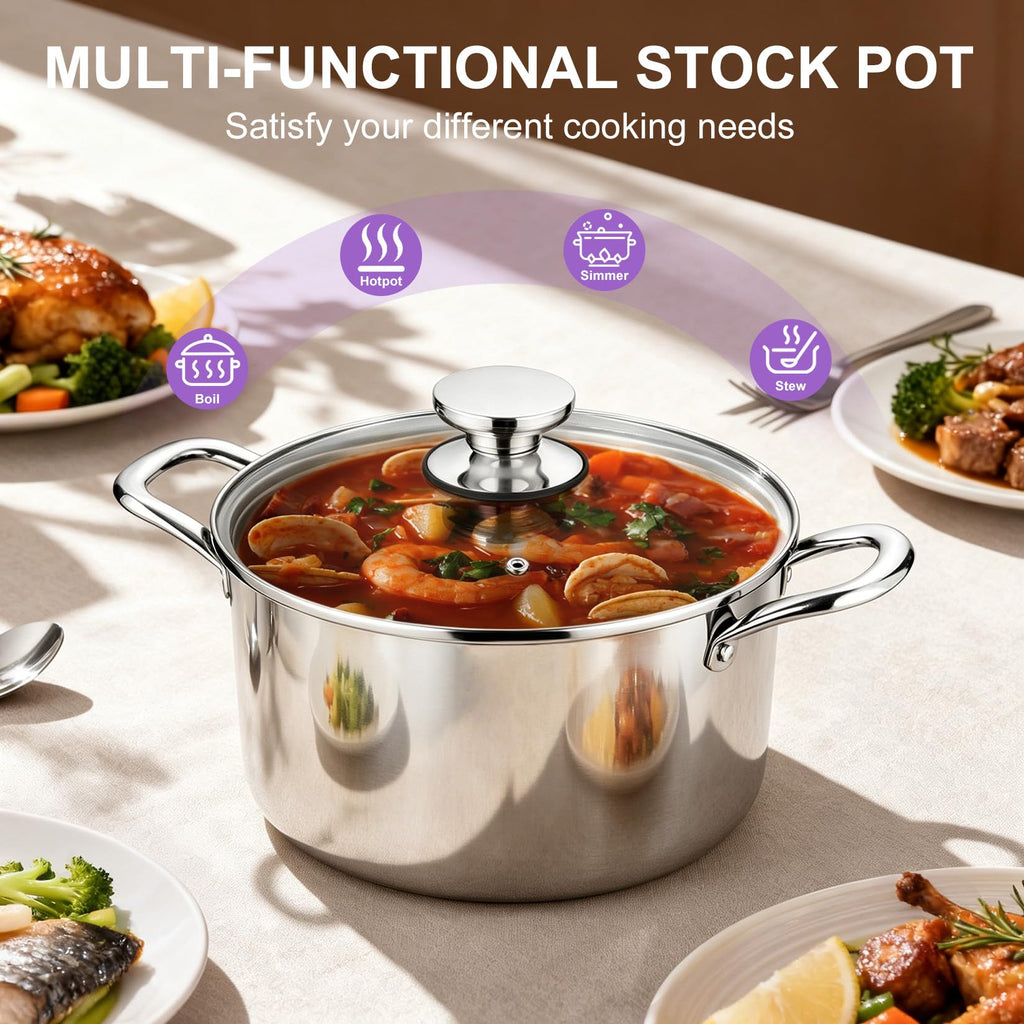 5 Quart Tri-Ply Stainless Steel Stock Pot with Lid T26515