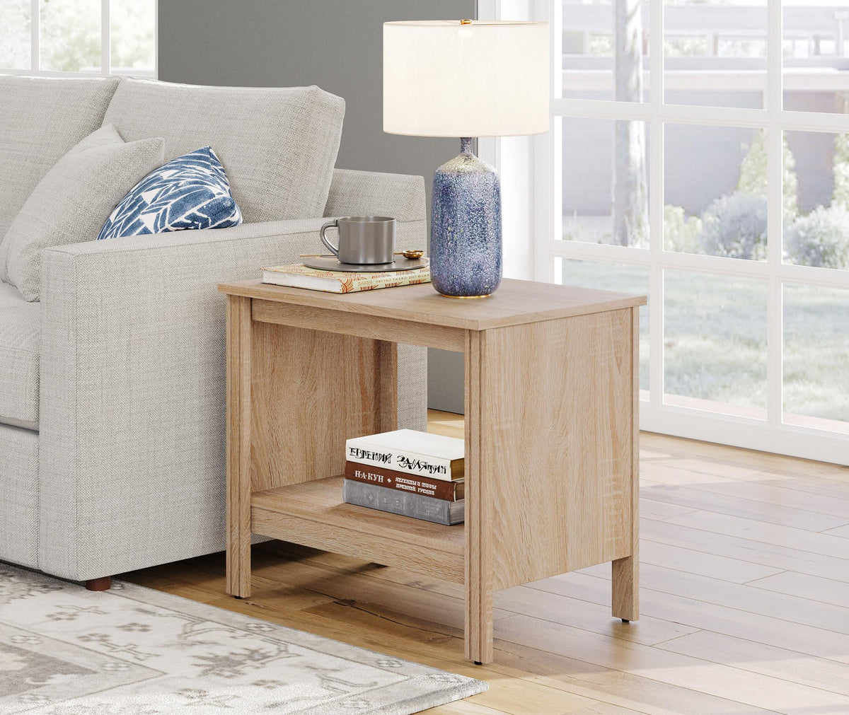 Set of 2 Square 2-Tier Nightstand with Storage B906