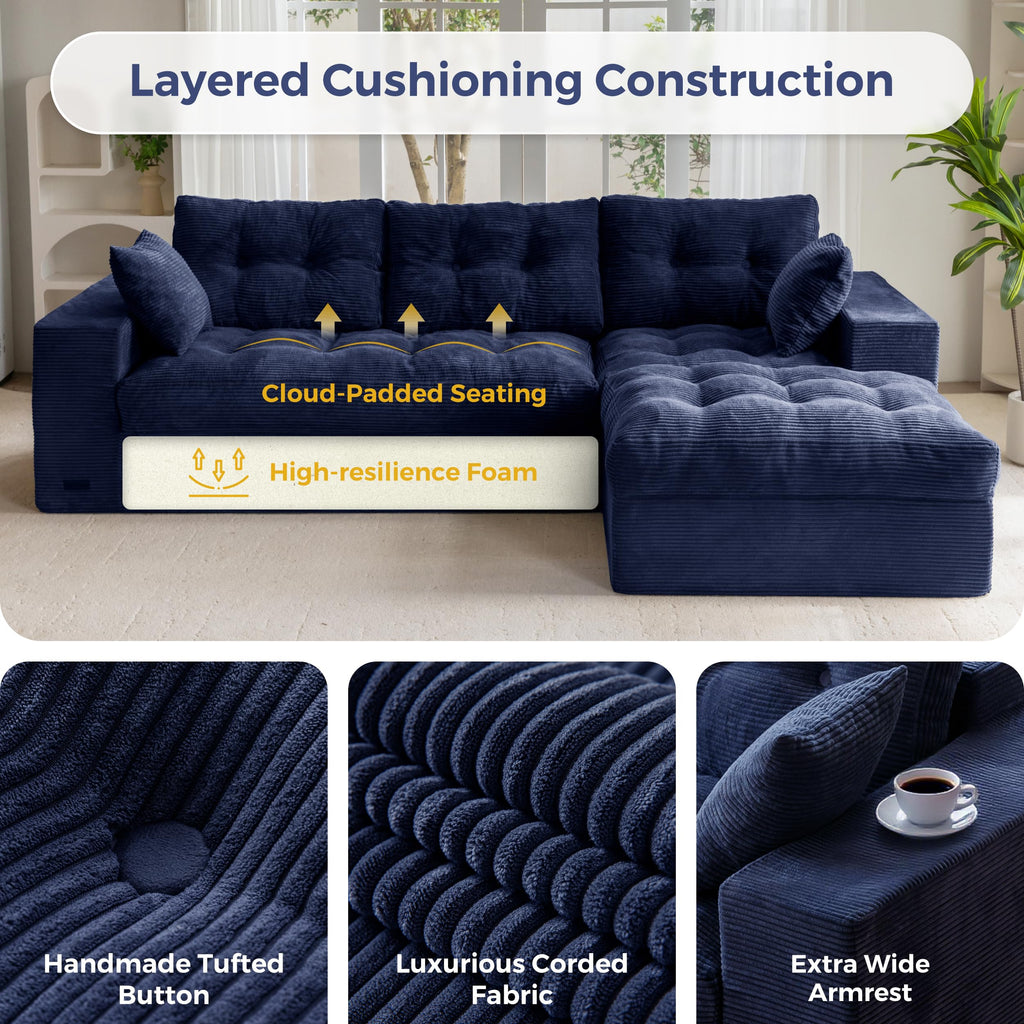 104-Inch L-Shaped Couch with Ottoman L4090