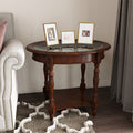 Wood Oval End Table with Glass Top Y237090