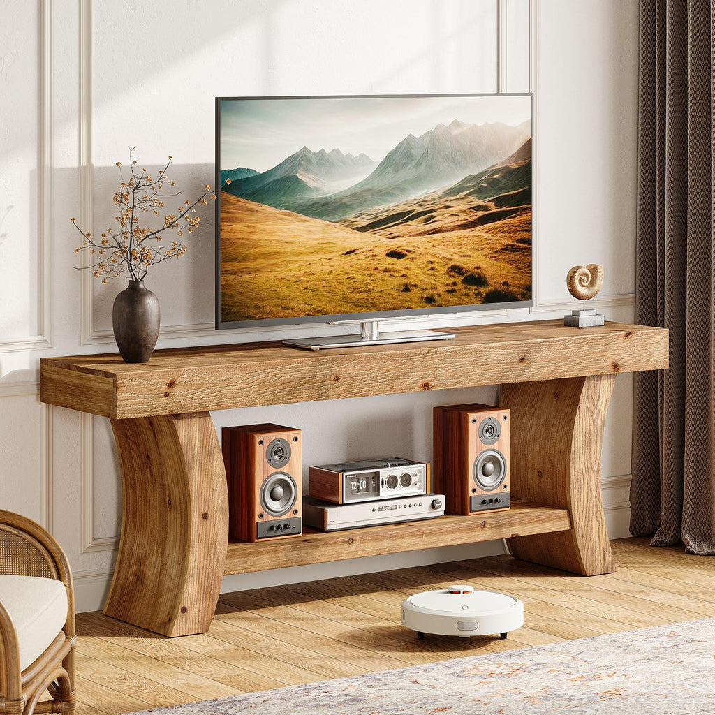 63" Solid Wood TV Stand with Storage Q30515