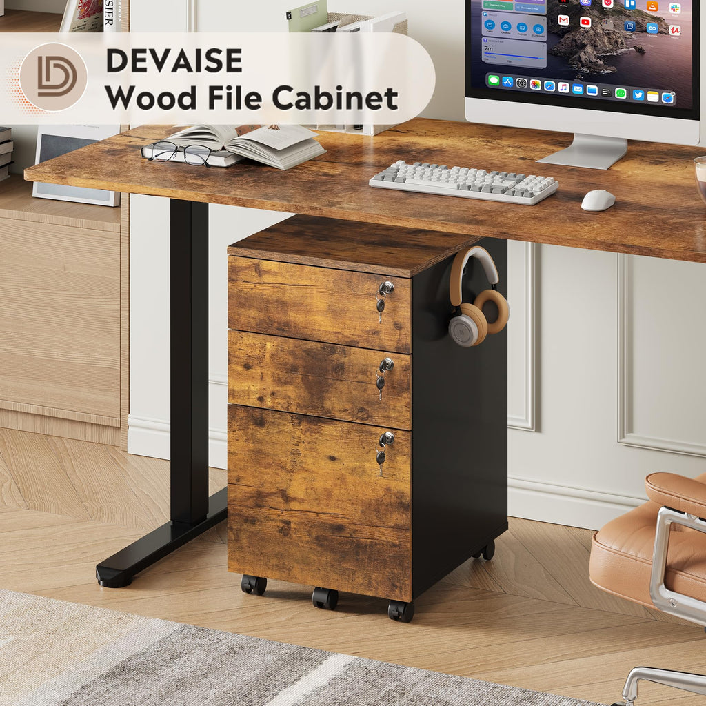 3 Drawer Wood File Cabinet with Locks M7262