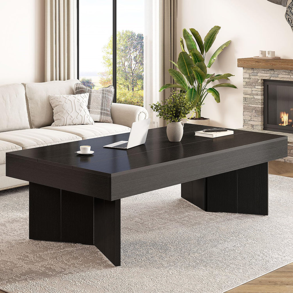 47" Black Wood Rectangle Coffee Table K771843